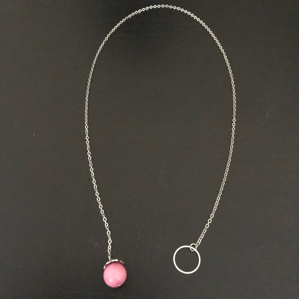 🎉HP🎉 Handmade Lariat Necklace - Pink/Silver - Picture 2 of 4
